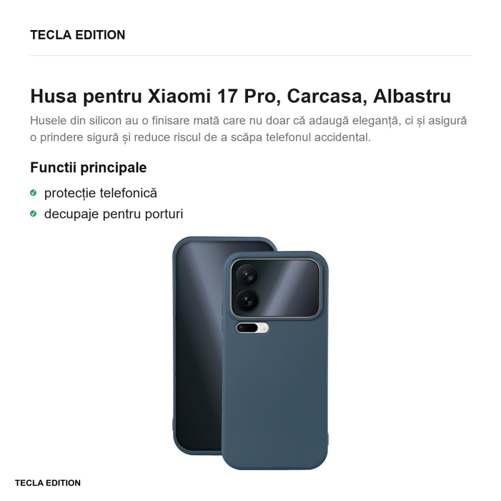 Husa Silicon pentru Xiaomi 17 Pro, Carcasa, Albastru [2]