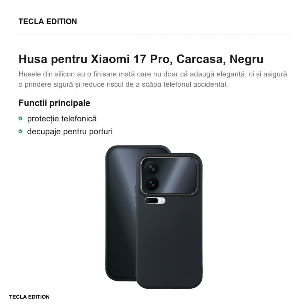 Husa Silicon pentru Xiaomi 17 Pro, Carcasa, Negru [2]