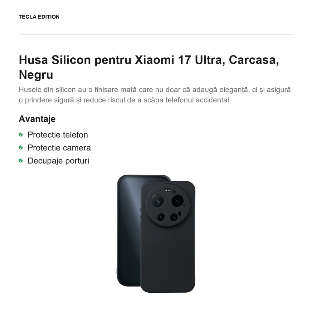 Husa Silicon pentru Xiaomi 17 Ultra, Carcasa, Negru [2]