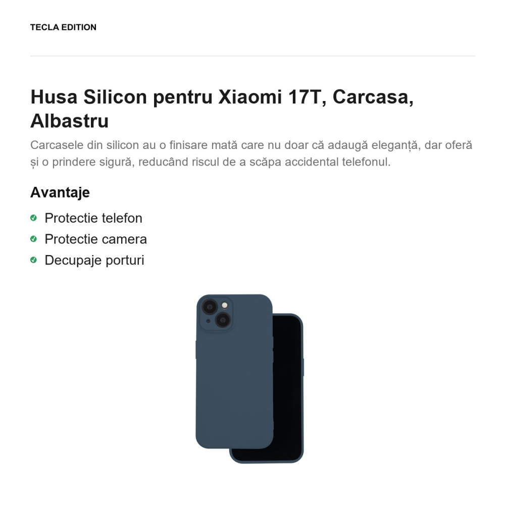 Husa Silicon pentru Xiaomi 17T, Carcasa, Albastru [2]