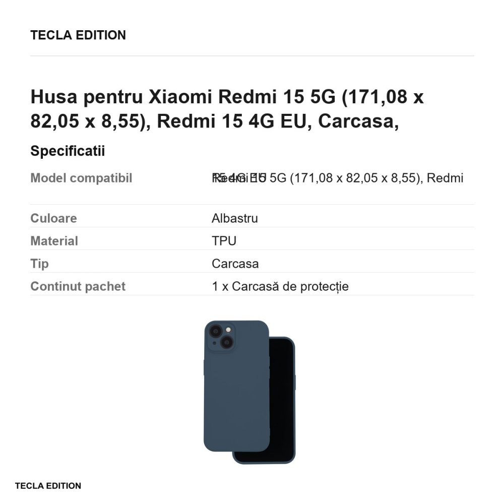 Husa Silicon pentru Xiaomi Redmi 15 5G, Redmi 15 4G EU, Carcasa, Albastru [3]