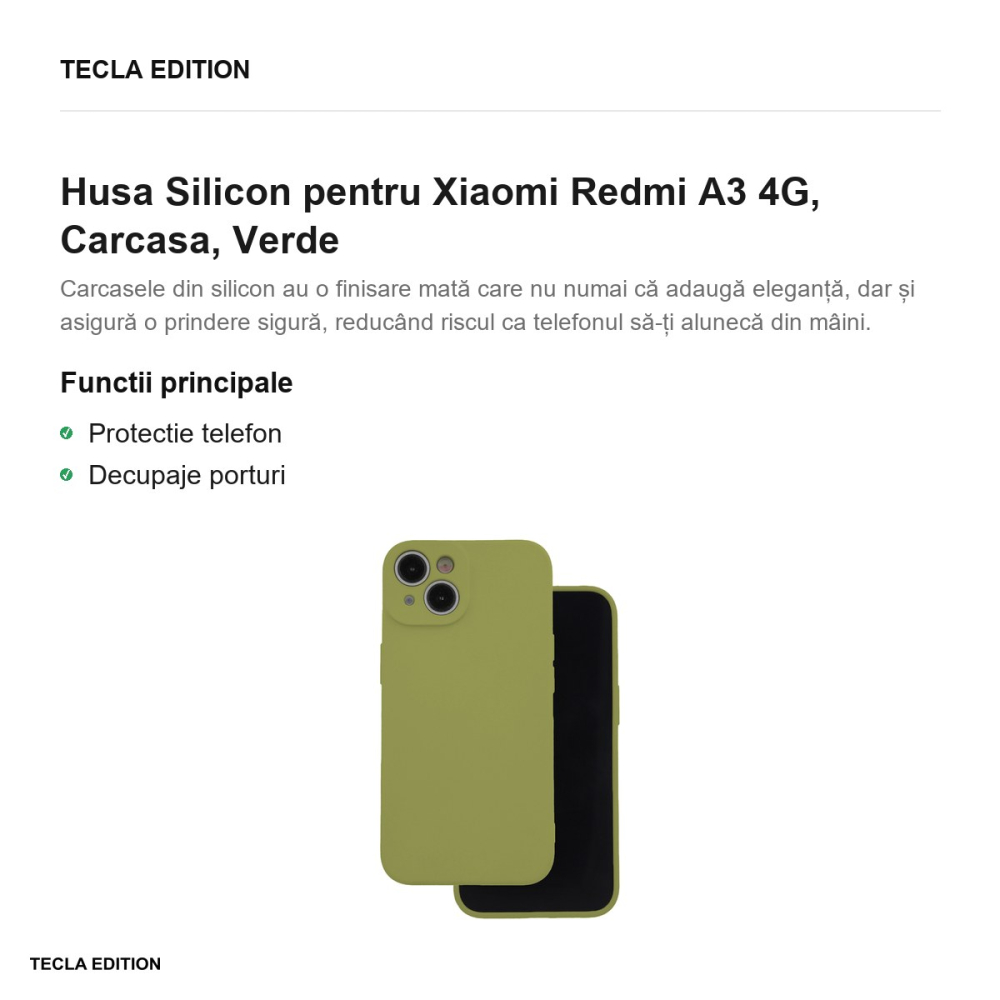 Husa Silicon pentru Xiaomi Redmi A3 4G, Carcasa, Verde [2]