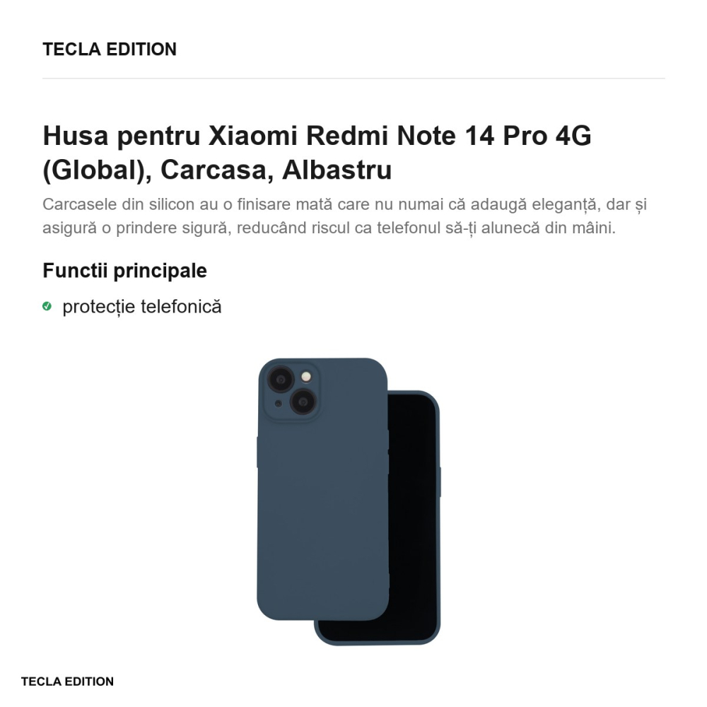 Husa Silicon pentru Xiaomi Redmi Note 14 Pro 4G (Global), Carcasa, Albastru [2]