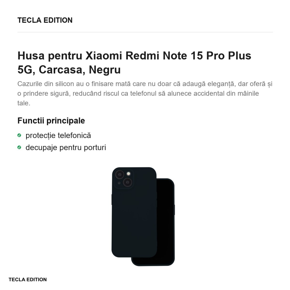Husa Silicon pentru Xiaomi Redmi Note 15 Pro Plus 5G, Carcasa, Negru [2]