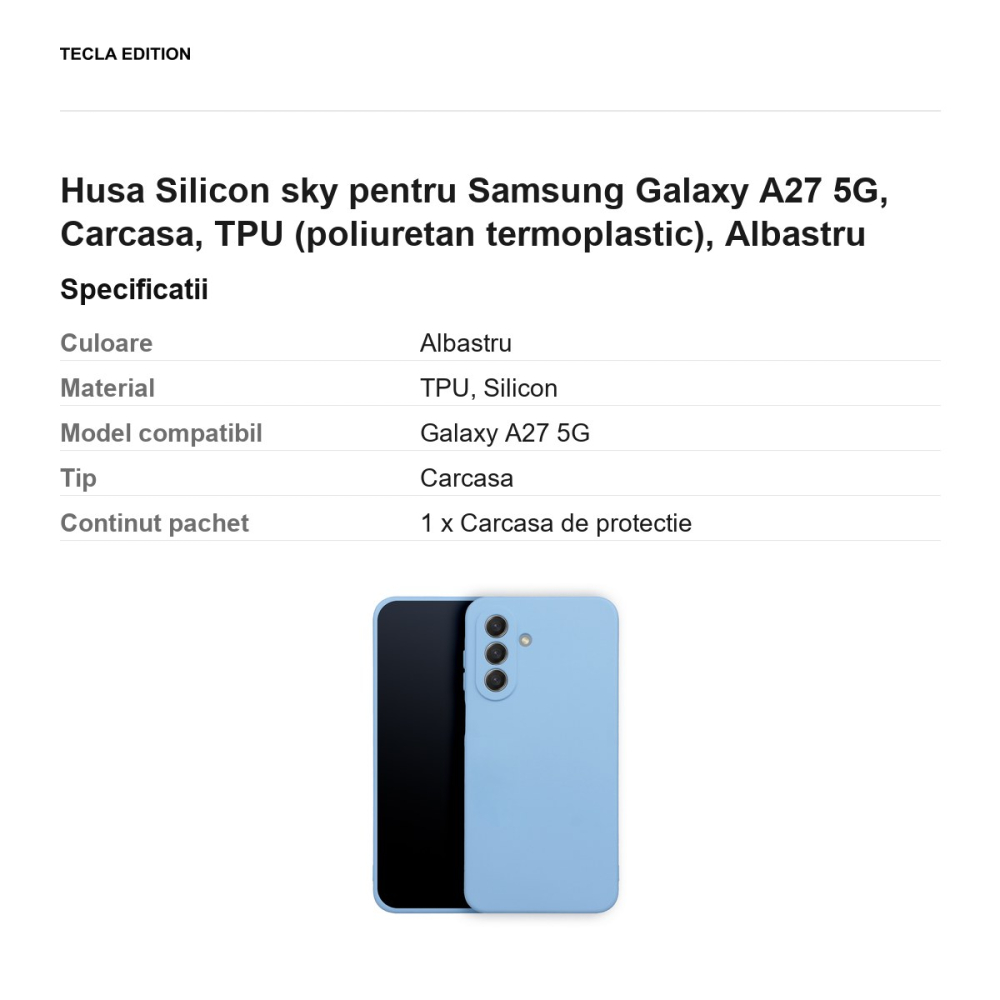 Husa Silicon sky pentru Samsung Galaxy A27 5G, Carcasa, TPU (poliuretan termoplastic), Albastru [3]