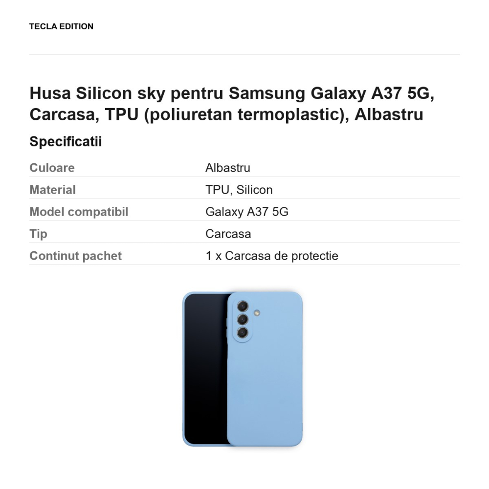 Husa Silicon sky pentru Samsung Galaxy A37 5G, Carcasa, TPU (poliuretan termoplastic), Albastru [3]