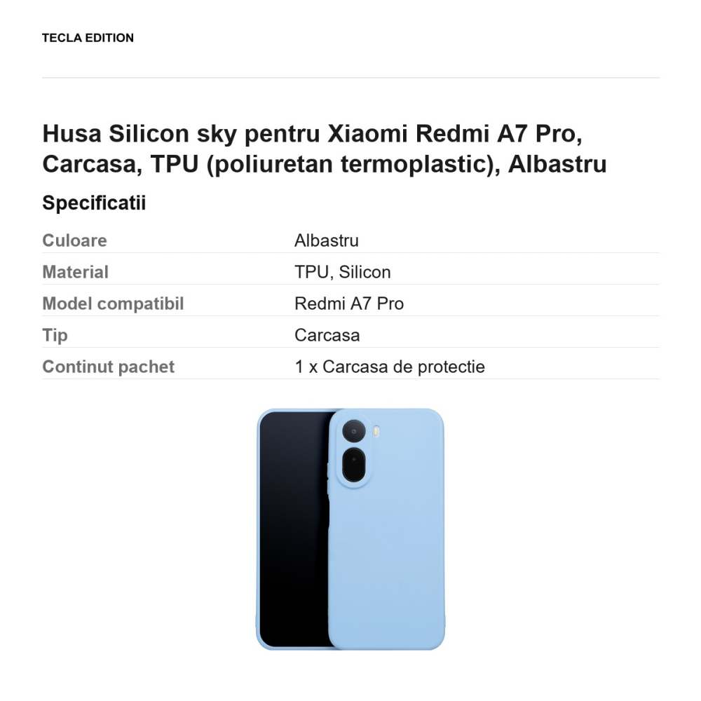Husa Silicon sky pentru Xiaomi Redmi A7 Pro, Carcasa, TPU (poliuretan termoplastic), Albastru [3]