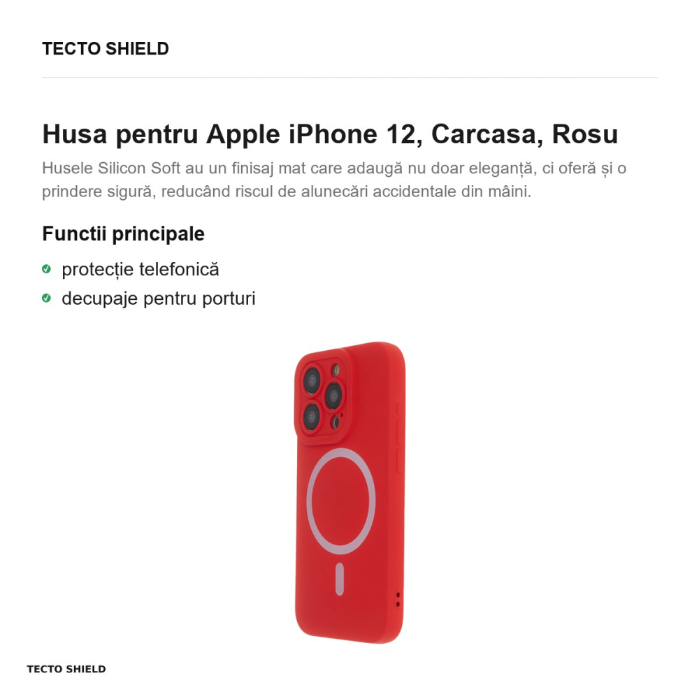 Husa Silicon Soft Mag pentru Apple iPhone 12, Carcasa, Rosu [2]