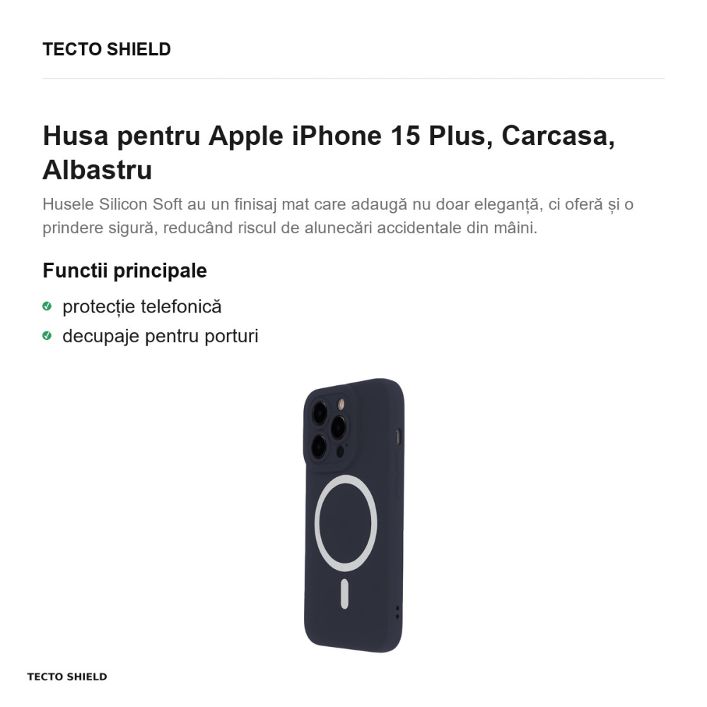 Husa Silicon Soft Mag pentru Apple iPhone 15 Plus, Carcasa, Albastru [2]