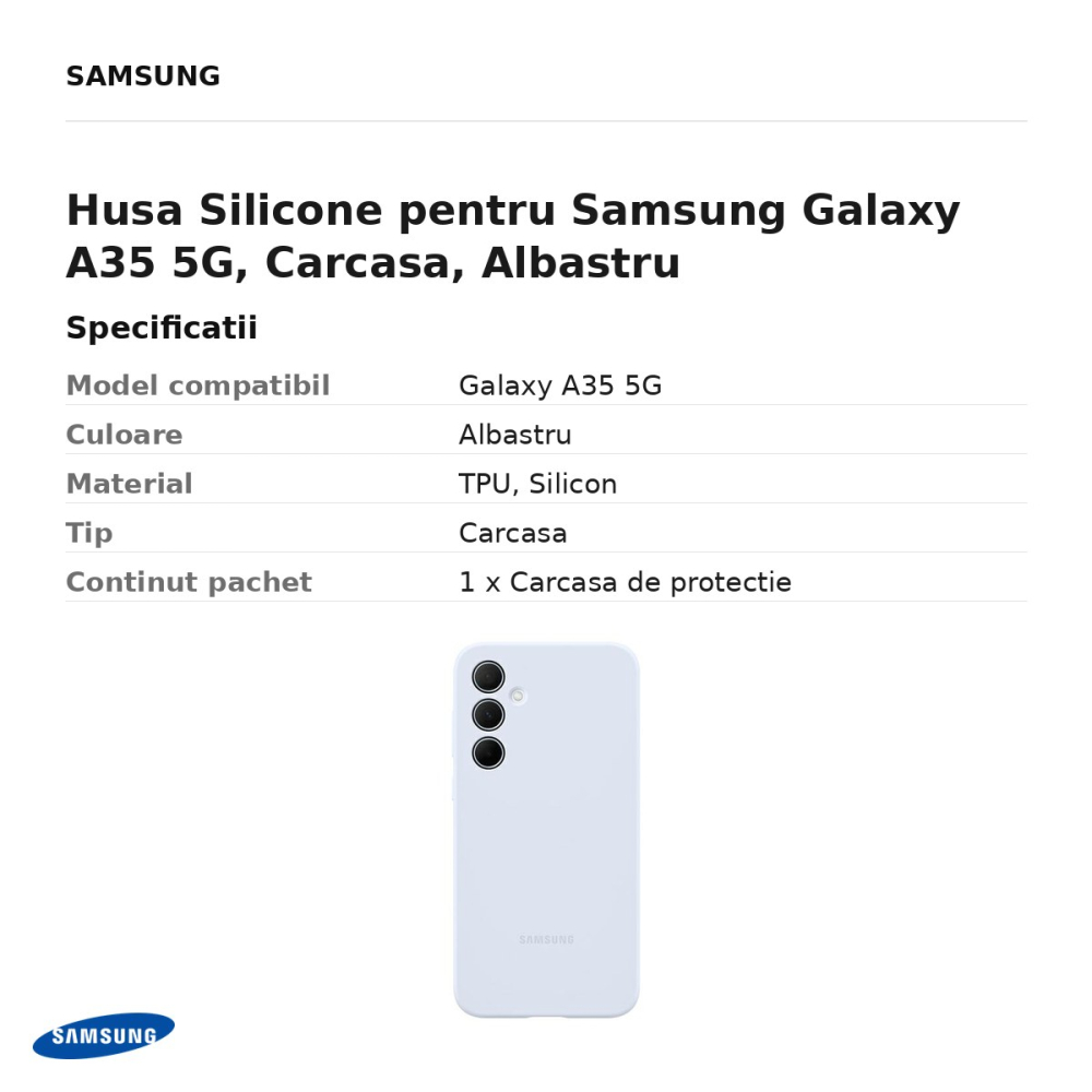 Husa Silicone pentru Samsung Galaxy A35 5G, Carcasa, Albastru [3]