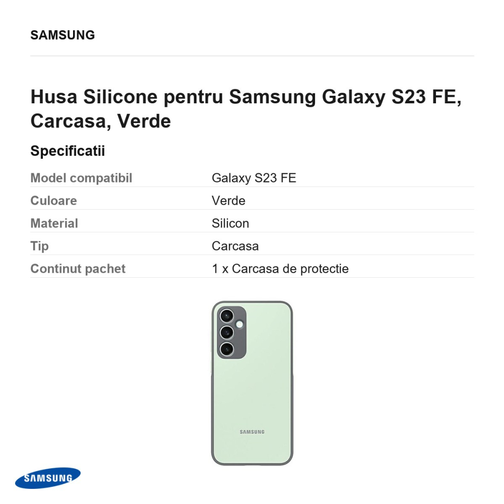Husa Silicone pentru Samsung Galaxy S23 FE, Carcasa, Verde [3]