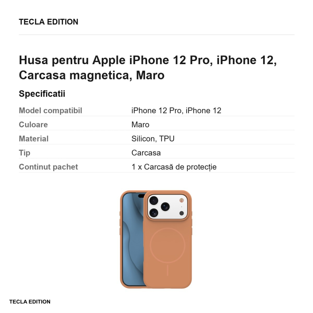 Husa Silicone Thin Mag pentru Apple iPhone 12 Pro, iPhone 12, Carcasa magnetica, Maro [3]