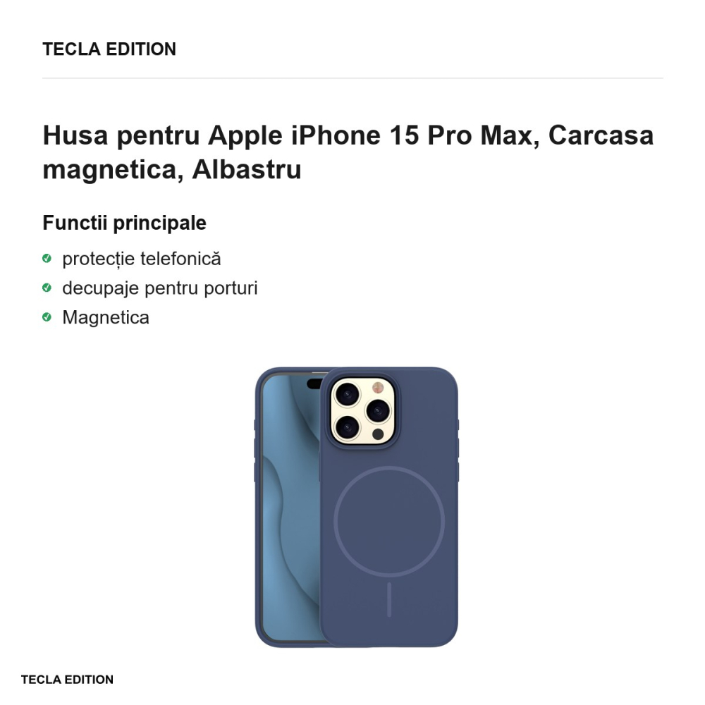 Husa Silicone Thin Mag pentru Apple iPhone 15 Pro Max, Carcasa magnetica, Albastru [2]