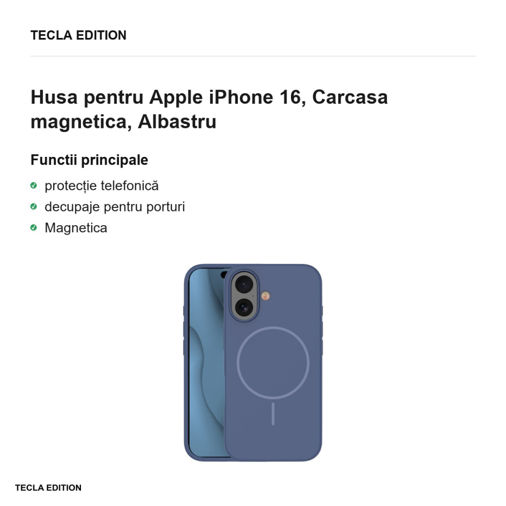 Husa Silicone Thin Mag pentru Apple iPhone 16, Carcasa magnetica, Albastru [2]