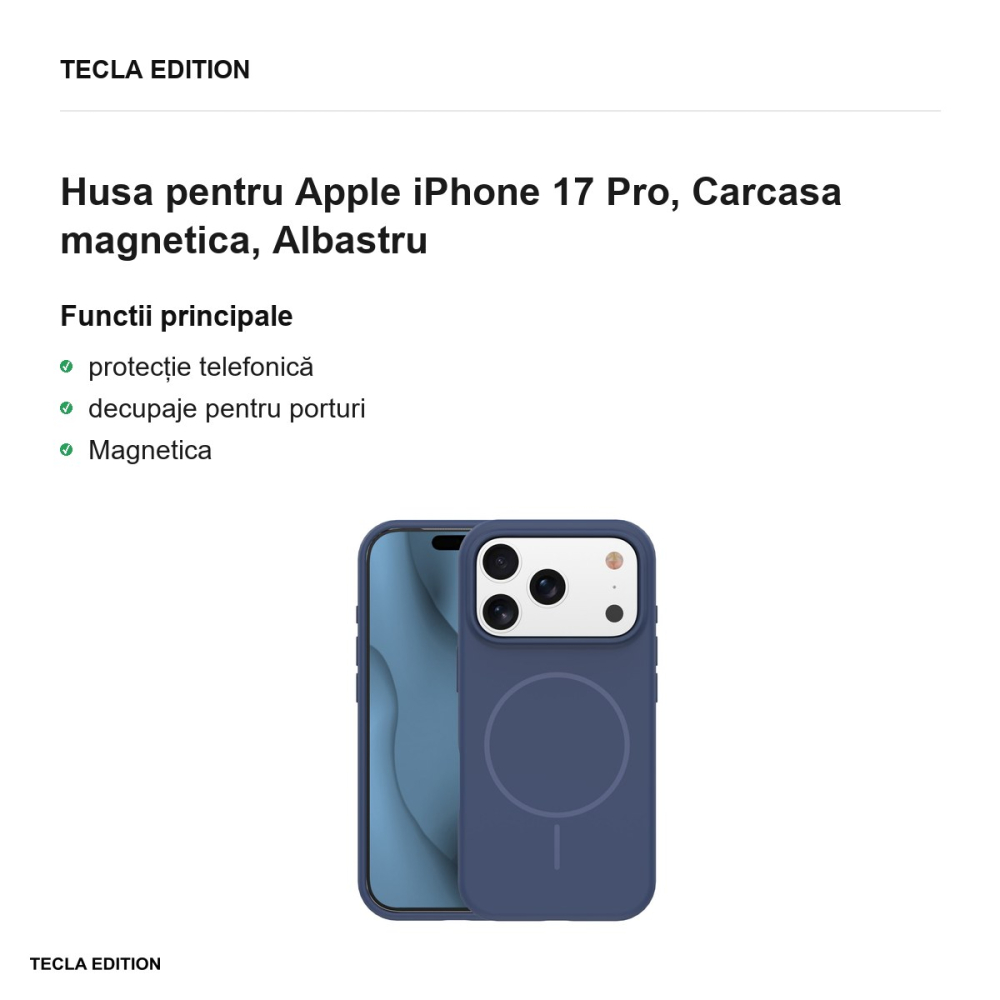 Husa Silicone Thin Mag pentru Apple iPhone 17 Pro, Carcasa magnetica, Albastru [2]