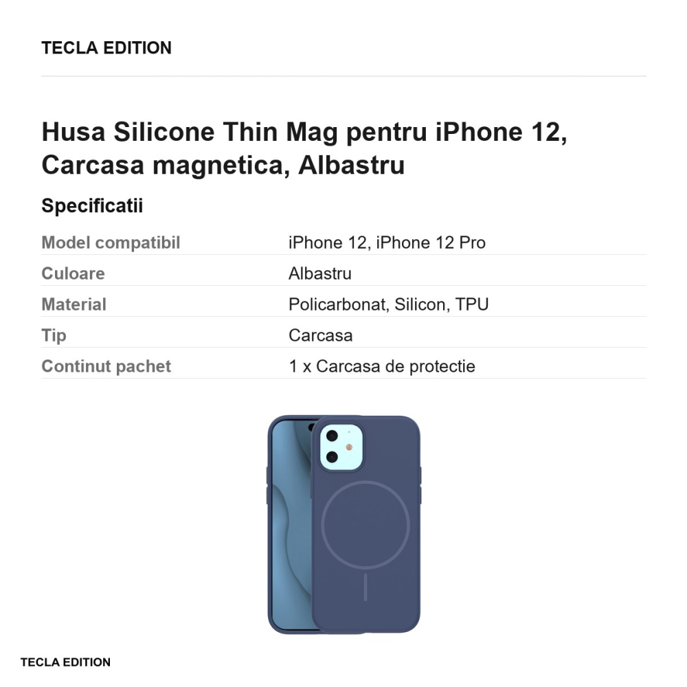 Husa Silicone Thin Mag pentru iPhone 12, Carcasa magnetica, Albastru [3]