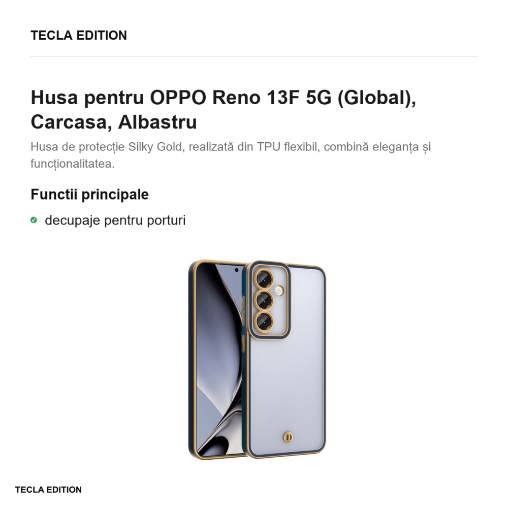 Husa Silky Gold pentru OPPO Reno 13F 5G (Global), Carcasa, Albastru [2]