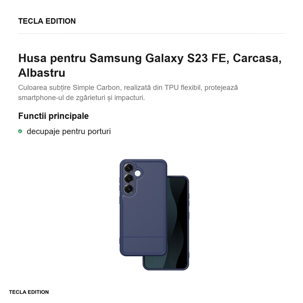 Husa Simple Carbon pentru Samsung Galaxy S23 FE, Carcasa, Albastru [2]