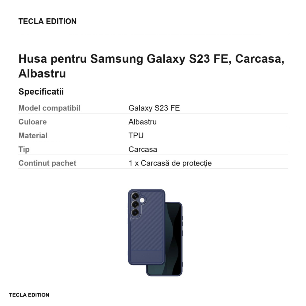 Husa Simple Carbon pentru Samsung Galaxy S23 FE, Carcasa, Albastru [3]