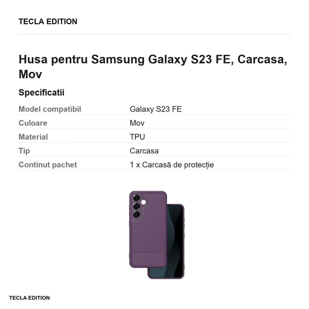 Husa Simple Carbon pentru Samsung Galaxy S23 FE, Carcasa, Mov [3]