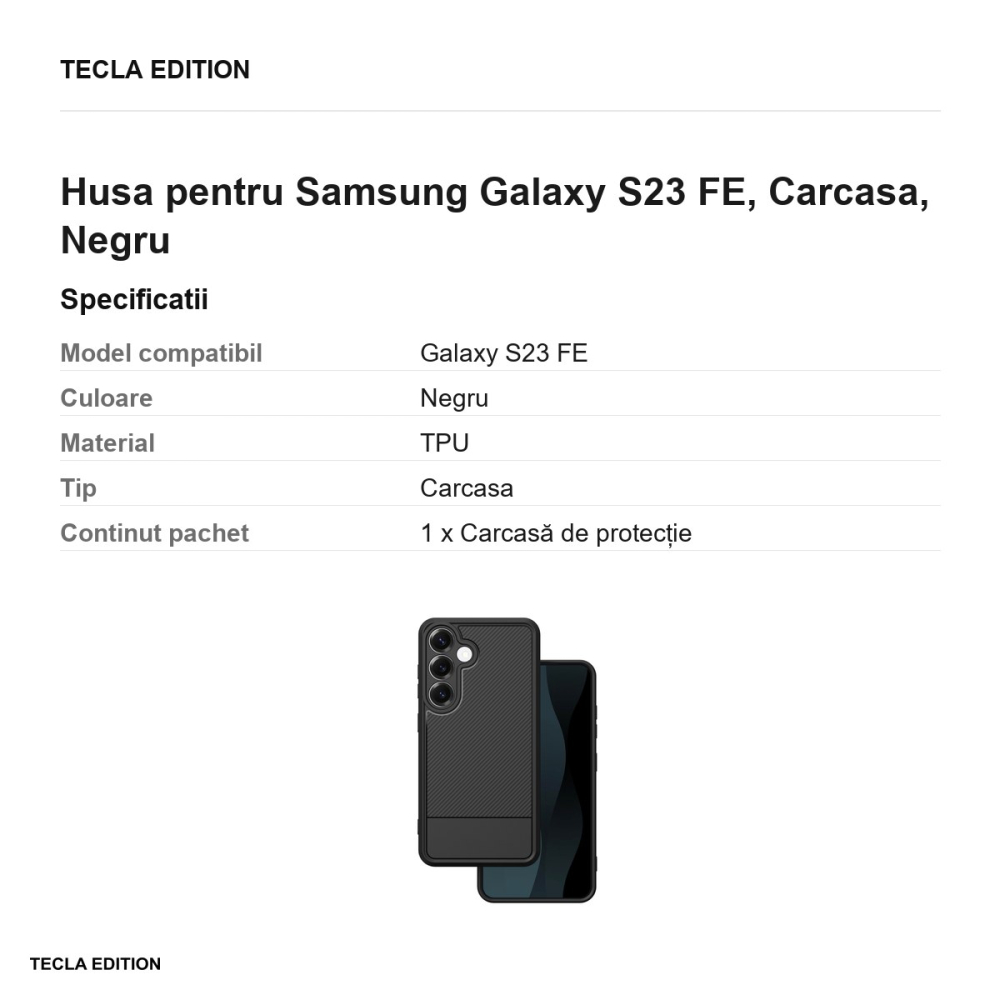 Husa Simple Carbon pentru Samsung Galaxy S23 FE, Carcasa, Negru [3]