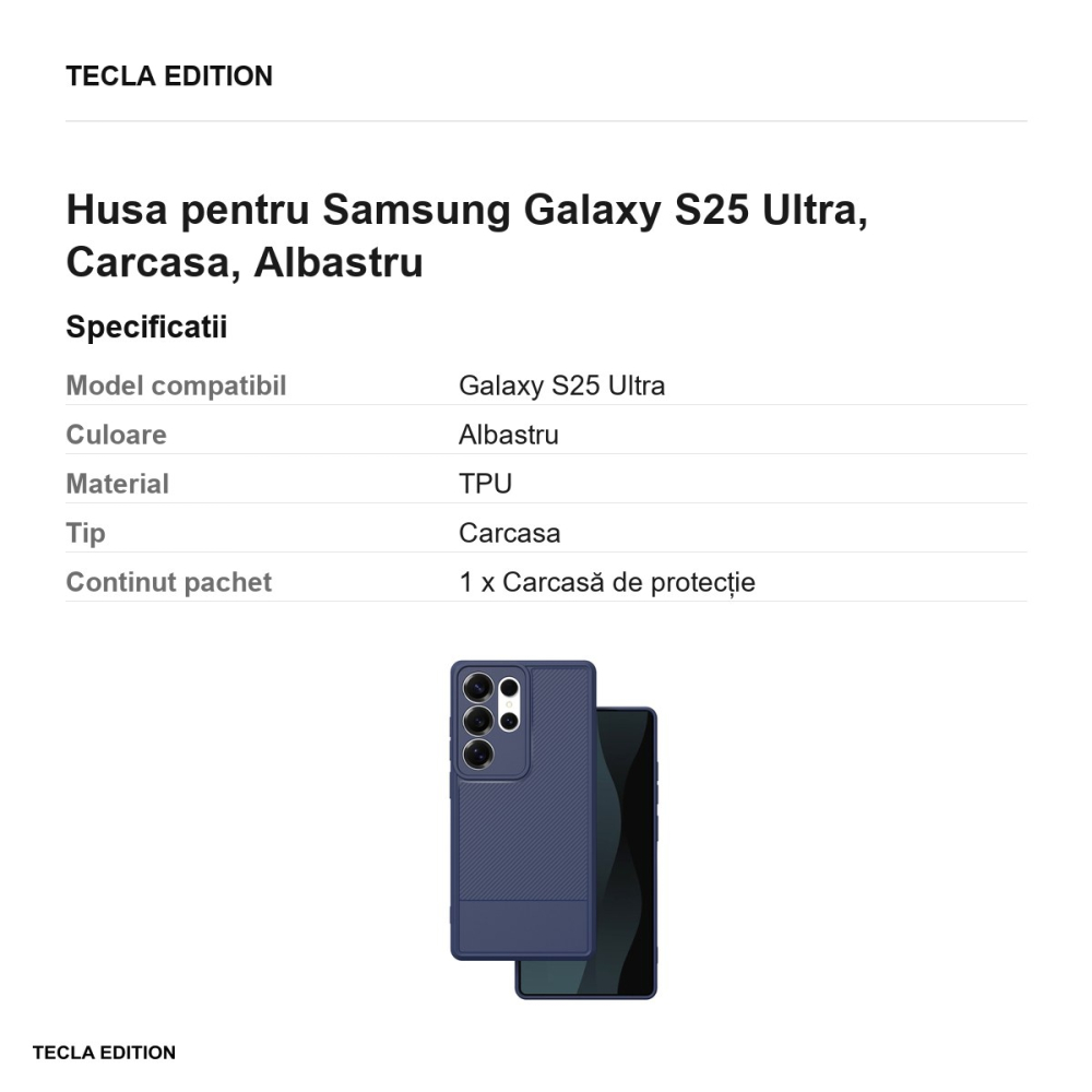 Husa Simple Carbon pentru Samsung Galaxy S25 Ultra, Carcasa, Albastru [3]