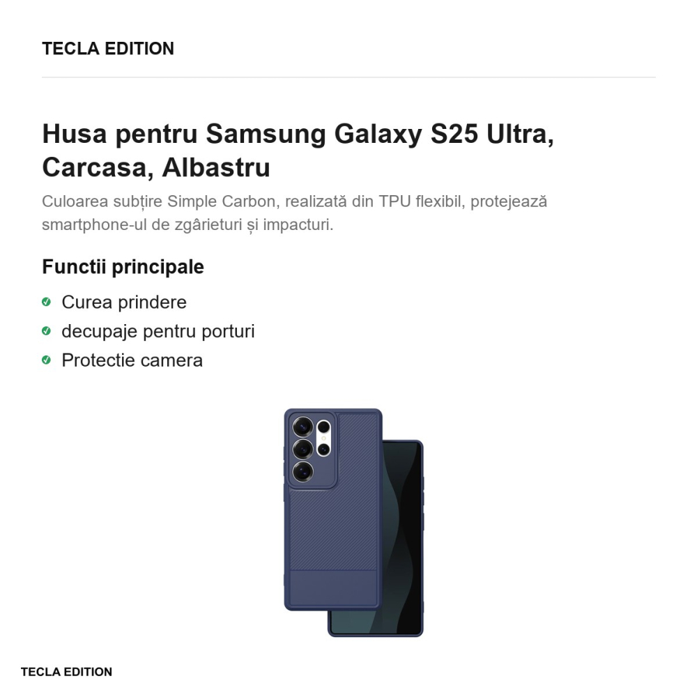 Husa Simple Carbon pentru Samsung Galaxy S25 Ultra, Carcasa, Albastru [2]