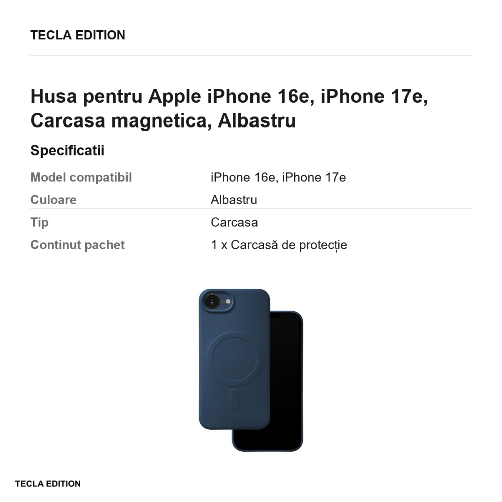 Husa Simple Color Mag pentru Apple iPhone 16e, iPhone 17e, Carcasa magnetica, Albastru [3]
