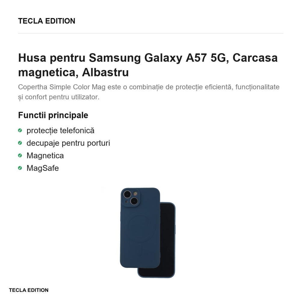 Husa Simple Color Mag pentru Samsung Galaxy A57 5G, Carcasa magnetica, Albastru [2]