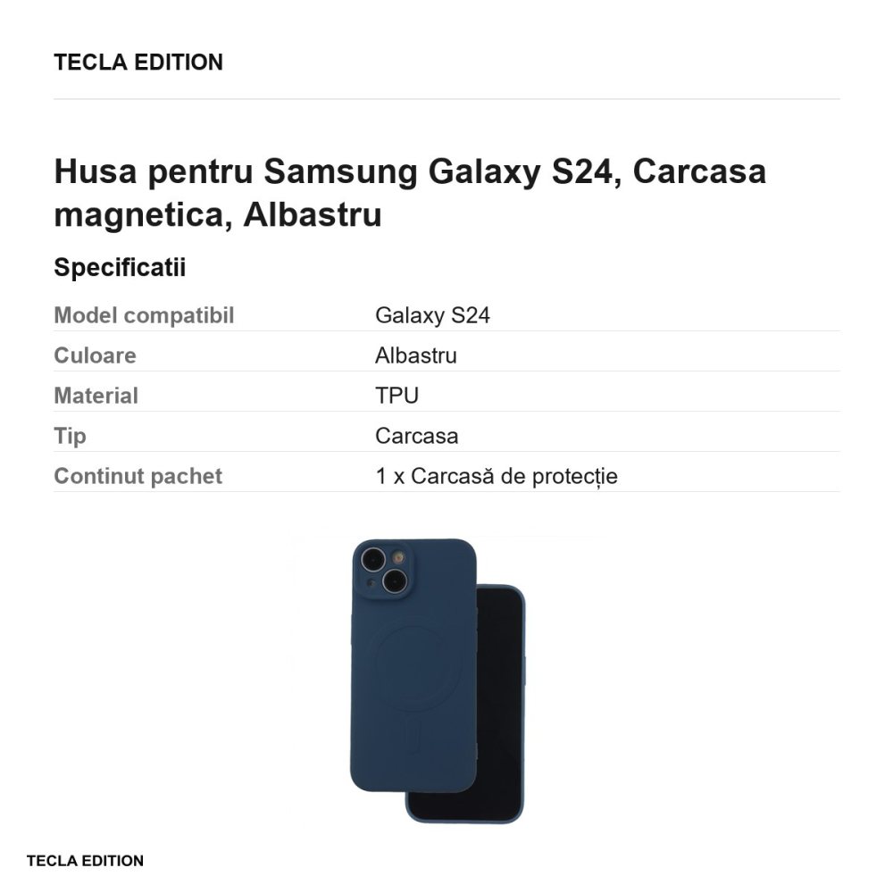 Husa Simple Color Mag pentru Samsung Galaxy S24, Carcasa magnetica, Albastru [3]