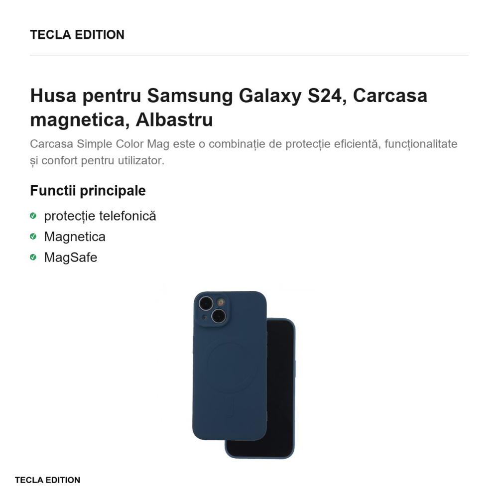 Husa Simple Color Mag pentru Samsung Galaxy S24, Carcasa magnetica, Albastru [2]
