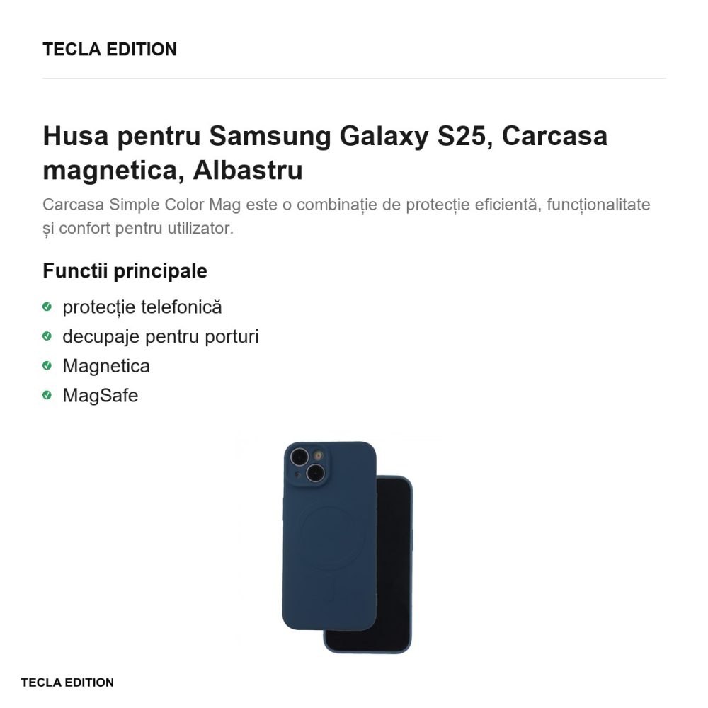 Husa Simple Color Mag pentru Samsung Galaxy S25, Carcasa magnetica, Albastru [2]