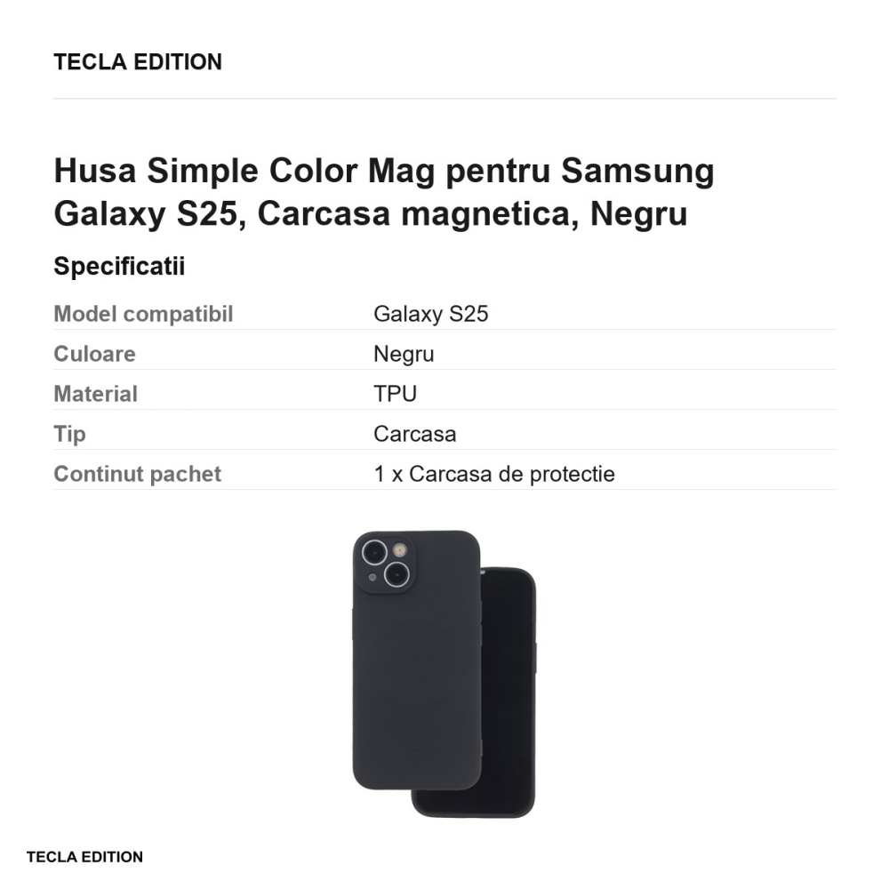 Husa Simple Color Mag pentru Samsung Galaxy S25, Carcasa magnetica, Negru [3]