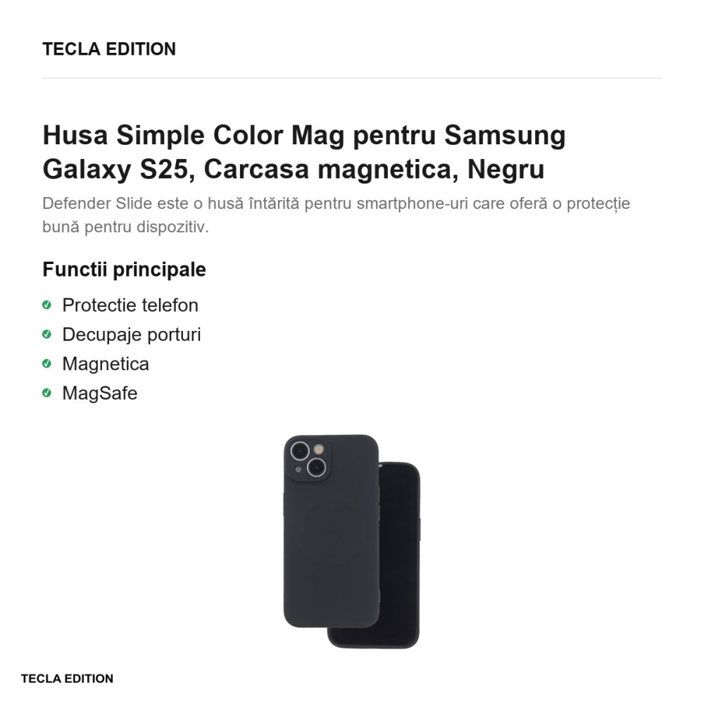 Husa Simple Color Mag pentru Samsung Galaxy S25, Carcasa magnetica, Negru [2]