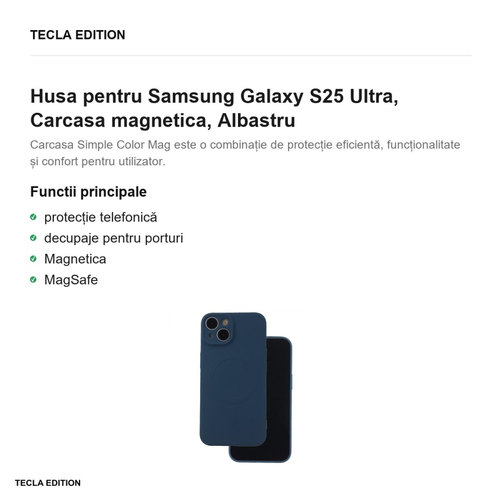 Husa Simple Color Mag pentru Samsung Galaxy S25 Ultra, Carcasa magnetica, Albastru [2]