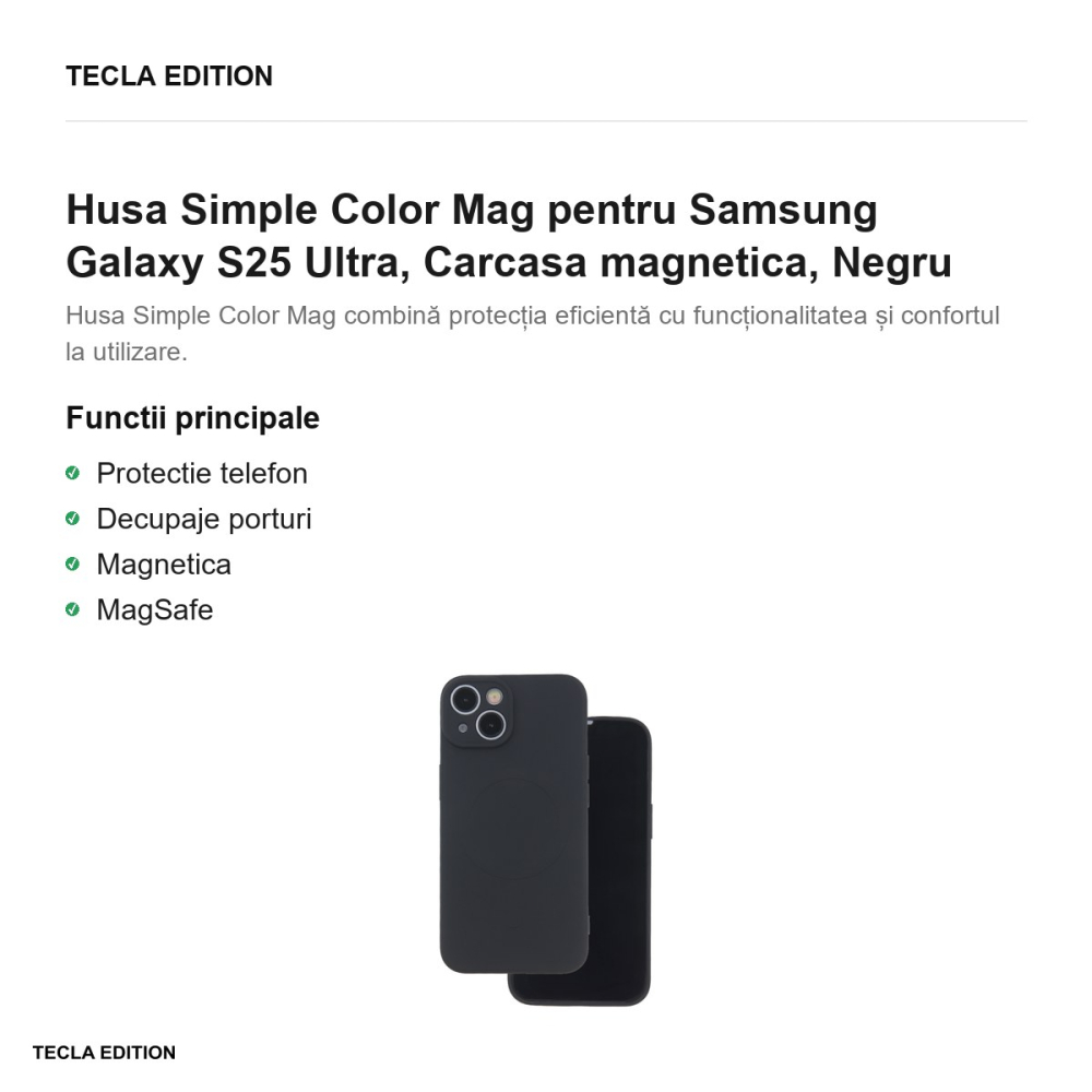 Husa Simple Color Mag pentru Samsung Galaxy S25 Ultra, Carcasa magnetica, Negru [2]