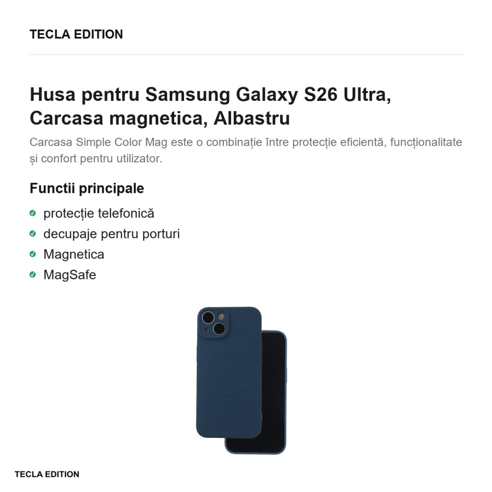 Husa Simple Color Mag pentru Samsung Galaxy S26 Ultra, Carcasa magnetica, Albastru [2]