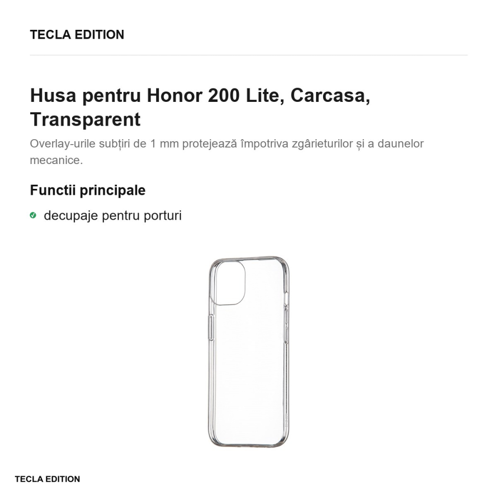 Husa Slim 1 mm pentru Honor 200 Lite, Carcasa, Transparent [2]