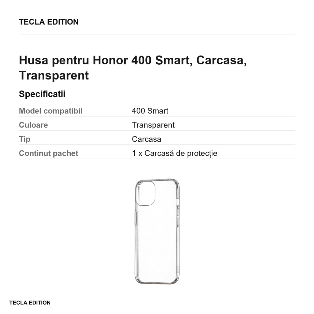 Husa Slim 1 mm pentru Honor 400 Smart, Carcasa, Transparent [3]