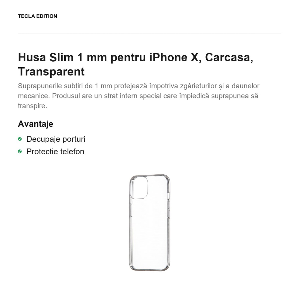 Husa Slim 1 mm pentru iPhone X, Carcasa, Transparent [2]