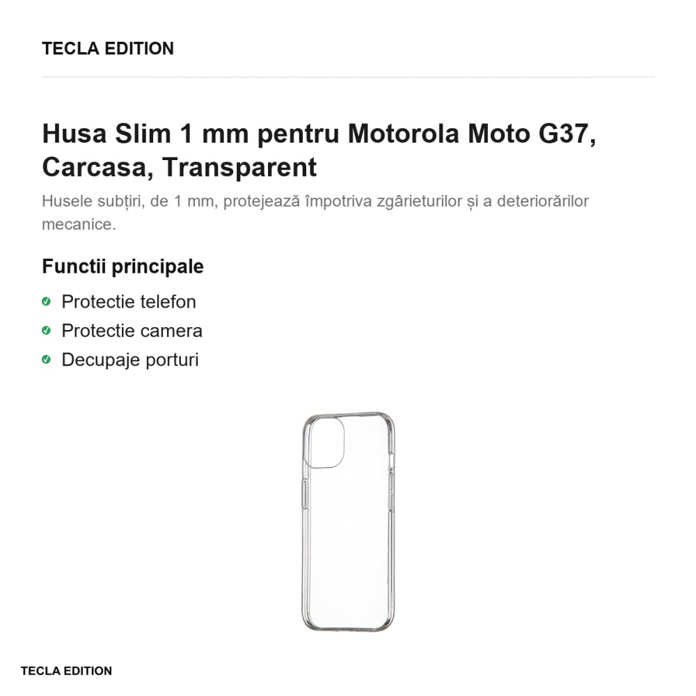 Husa Slim 1 mm pentru Motorola Moto G37, Carcasa, Transparent [2]