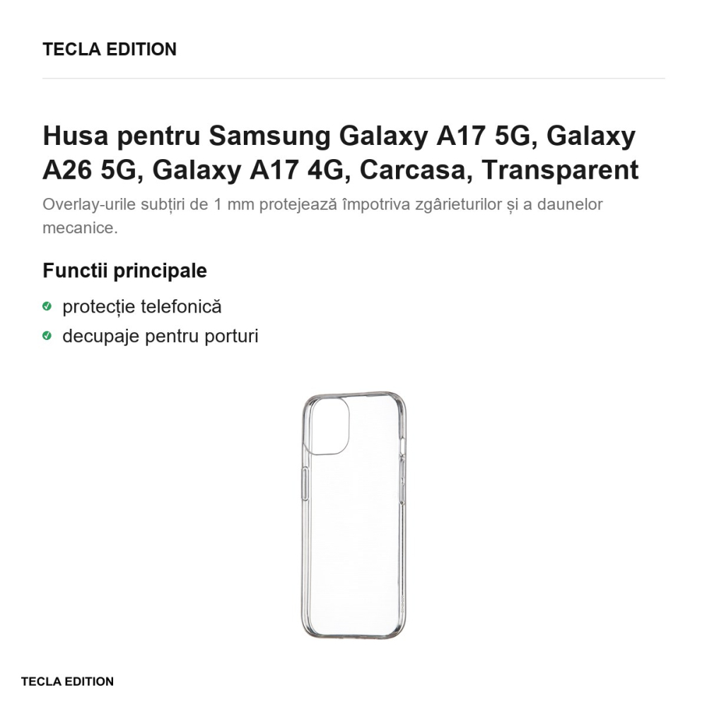 Husa Slim 1 mm pentru Samsung Galaxy A17 5G, Galaxy A26 5G, Galaxy A17 4G, Carcasa, Transparent [2]