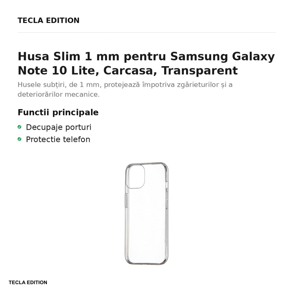 Husa Slim 1 mm pentru Samsung Galaxy Note 10 Lite, Carcasa, Transparent [2]