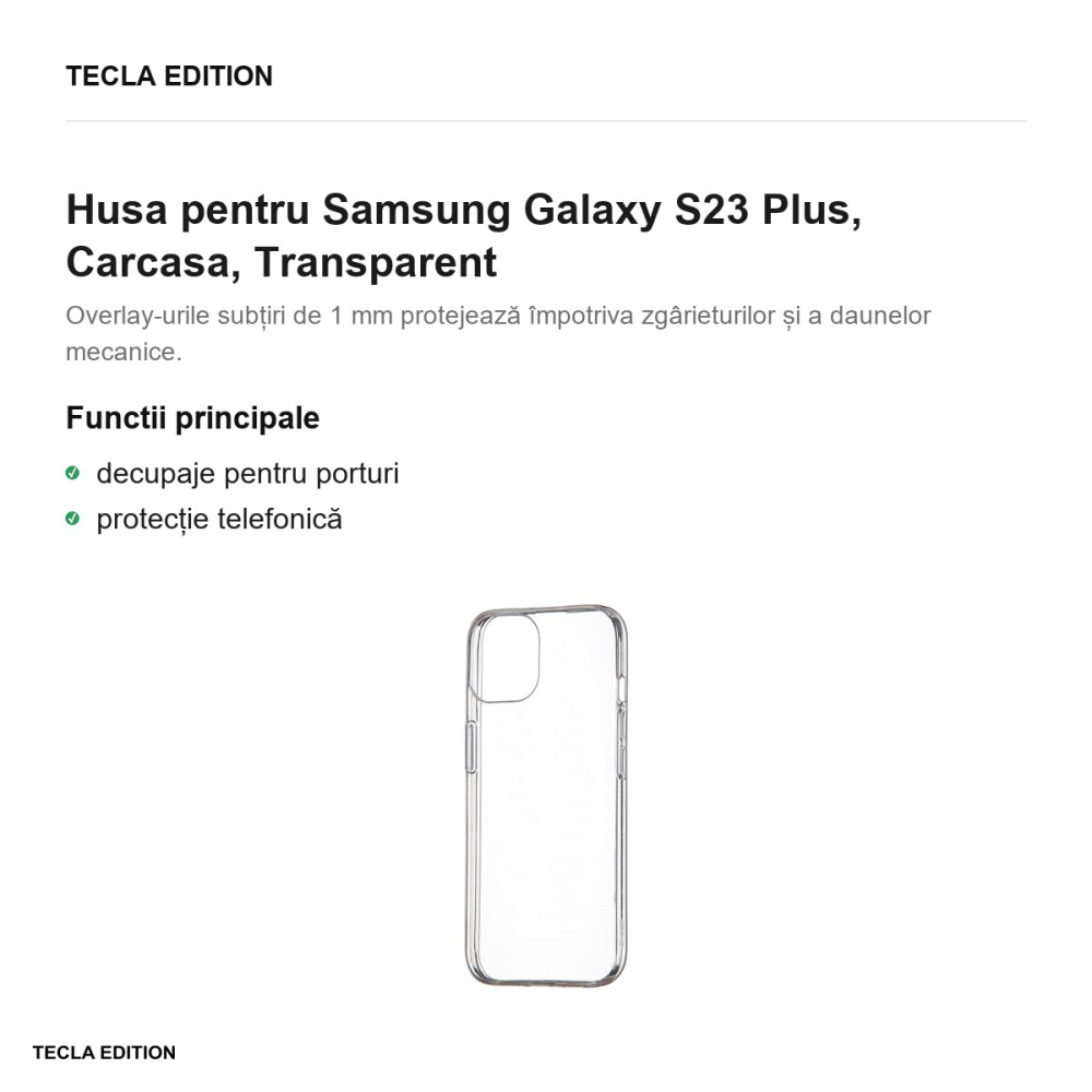 Husa Slim 1 mm pentru Samsung Galaxy S23 Plus, Carcasa, Transparent [2]