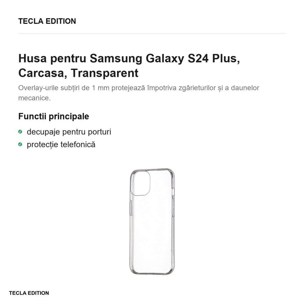 Husa Slim 1 mm pentru Samsung Galaxy S24 Plus, Carcasa, Transparent [2]