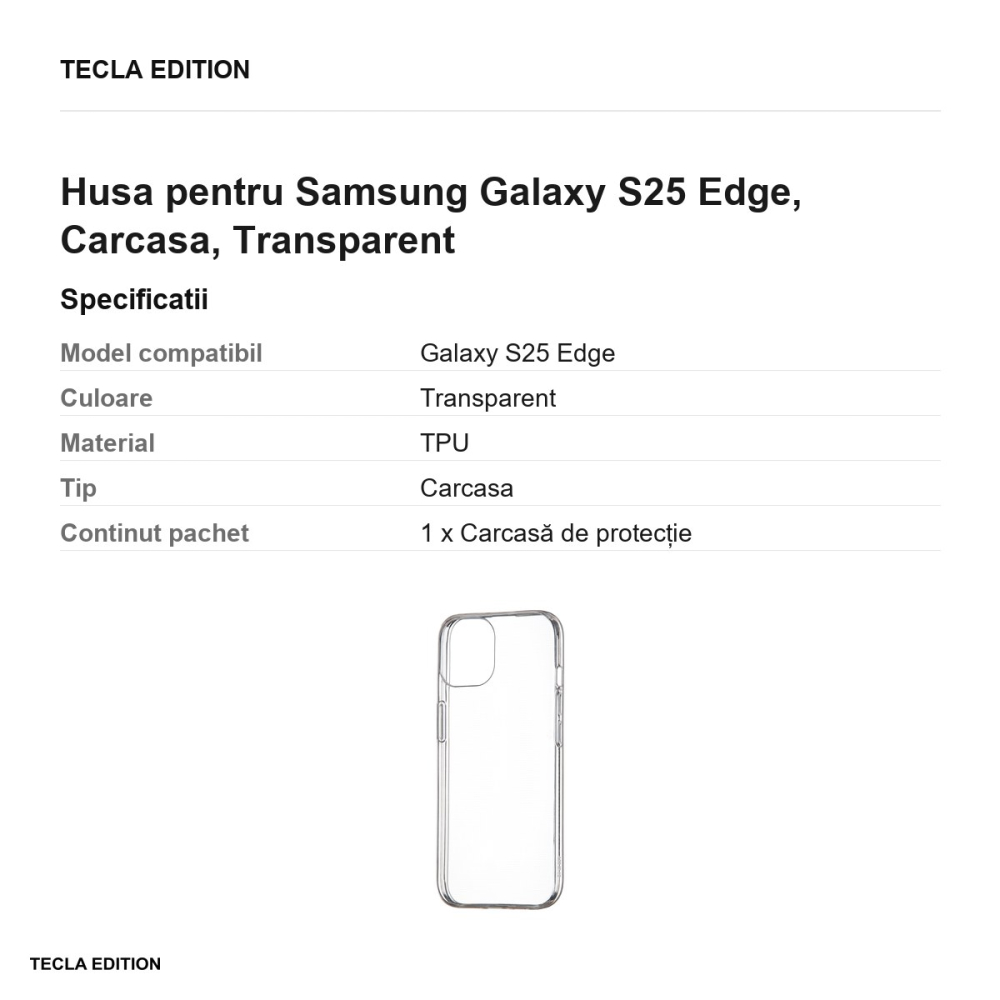 Husa Slim 1 mm pentru Samsung Galaxy S25 Edge, Carcasa, Transparent [3]