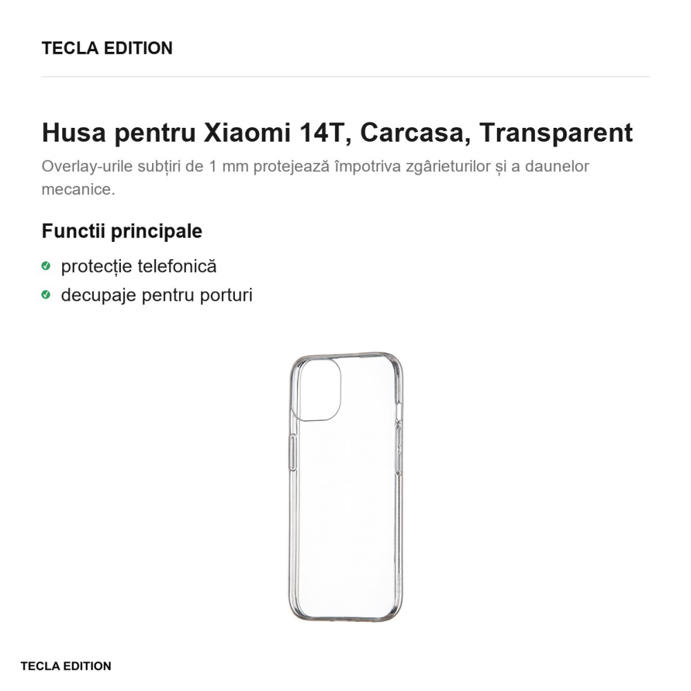 Husa Slim 1 mm pentru Xiaomi 14T, Carcasa, Transparent [2]