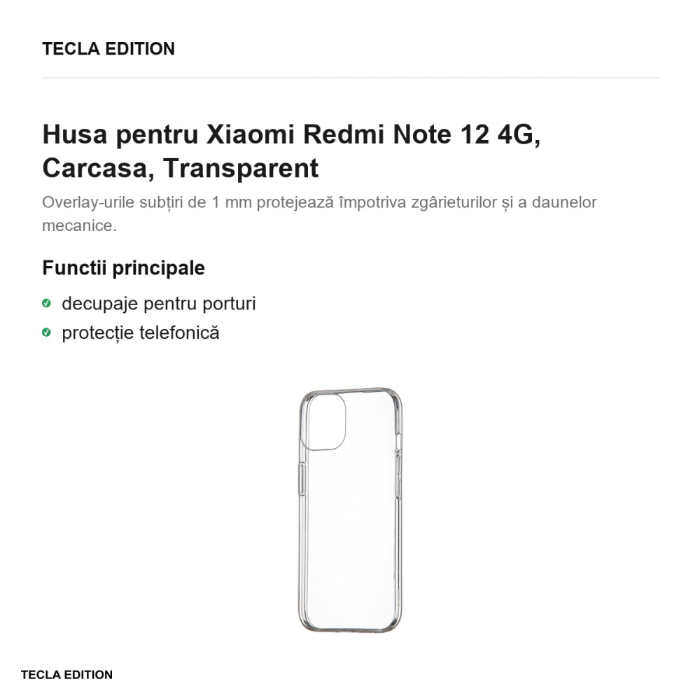 Husa Slim 1 mm pentru Xiaomi Redmi Note 12 4G, Carcasa, Transparent [2]