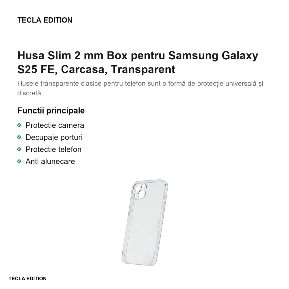 Husa Slim 2 mm Box pentru Samsung Galaxy S25 FE, Carcasa, Transparent [2]