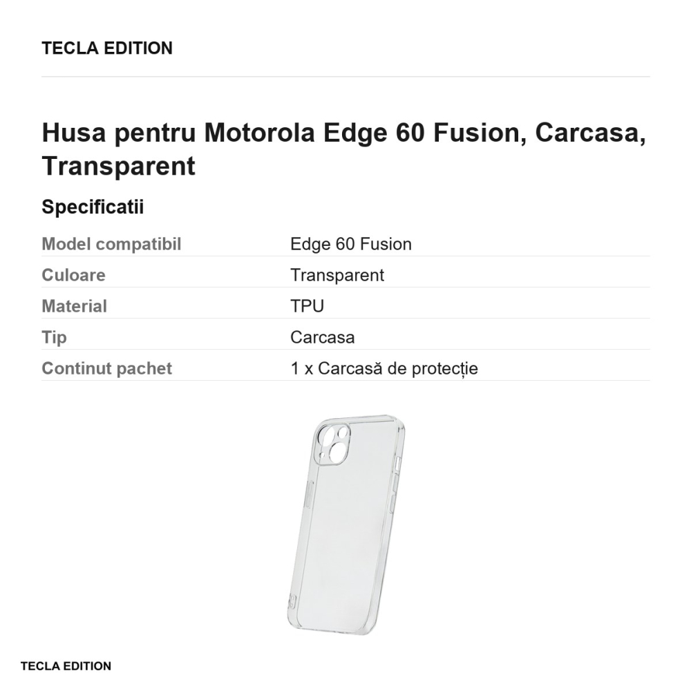 Husa Slim 2 mm Fusion pentru Motorola Edge 60 Fusion, Carcasa, Transparent [3]